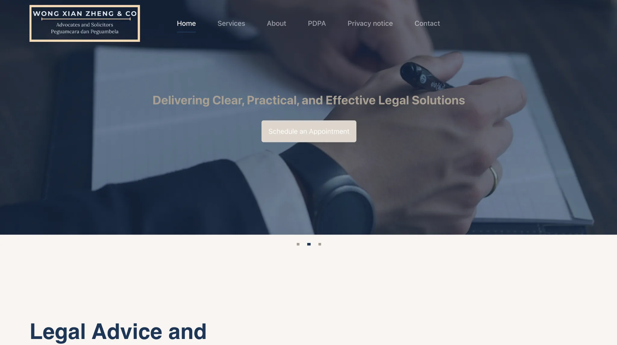 Custom WordPress website design for Wong Xian Zheng & Co law firm in Malaysia by ByJiun